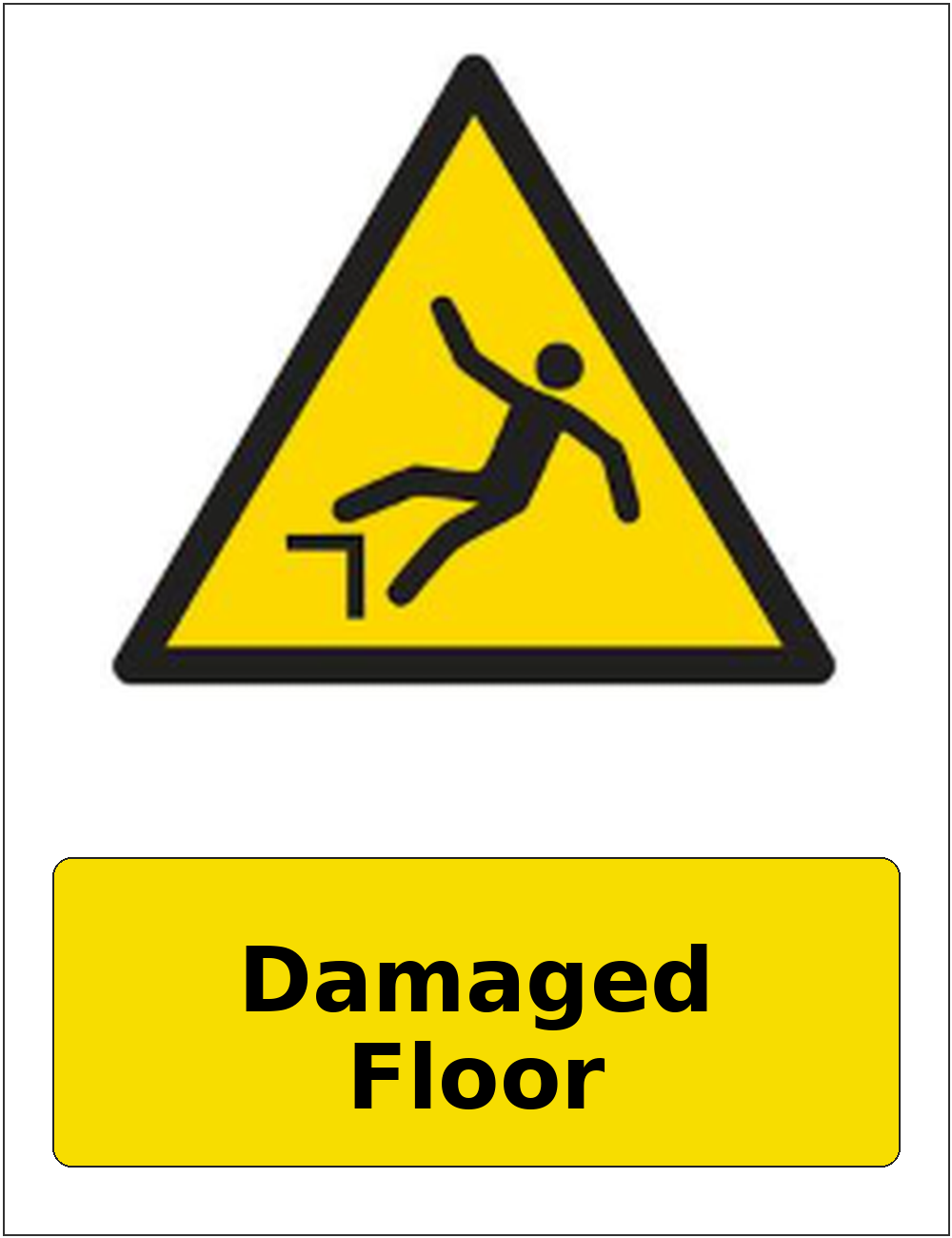 Damaged Floor portrait trip hazard warning sticker