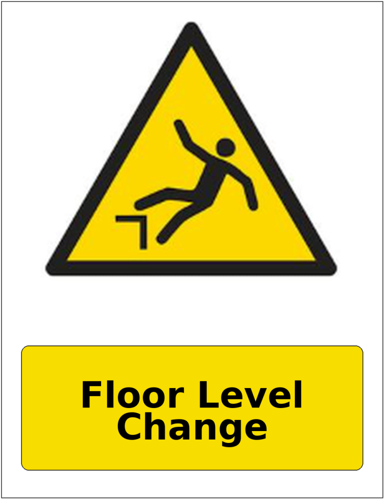 Floor Level Change portrait trip hazard warning sticker