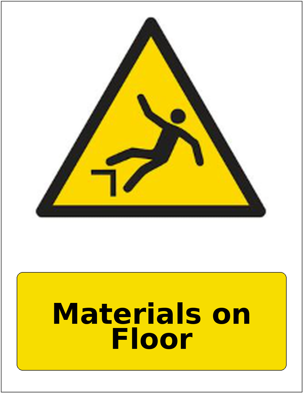 Materials on Floor portrait trip hazard warning sticker