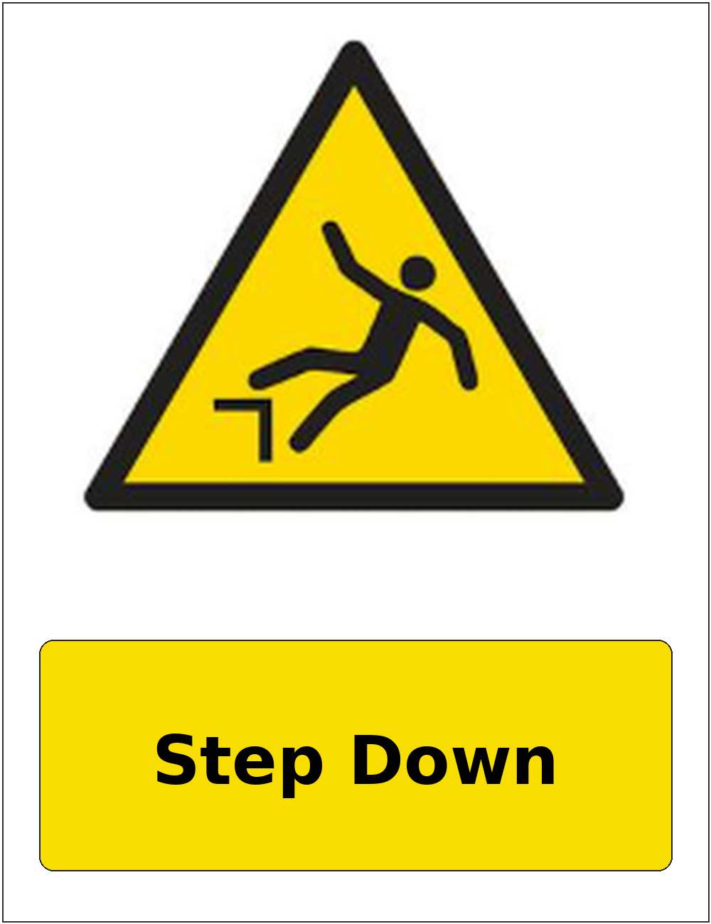 Step Down portrait trip hazard warning sticker