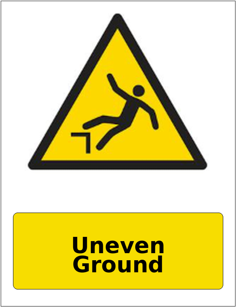 Uneven Ground portrait trip hazard warning sticker