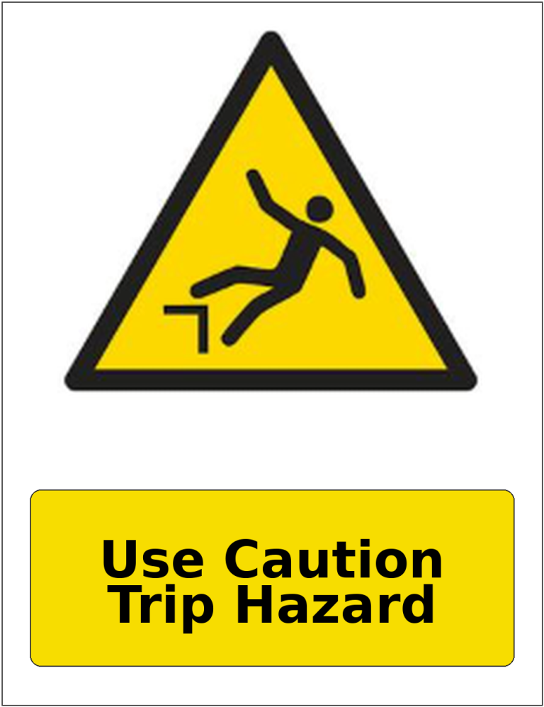 Use Caution Trip Hazard portrait trip hazard warning sticker