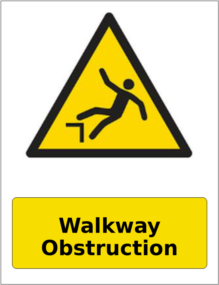 Walkway Obstruction portrait trip hazard warning sticker