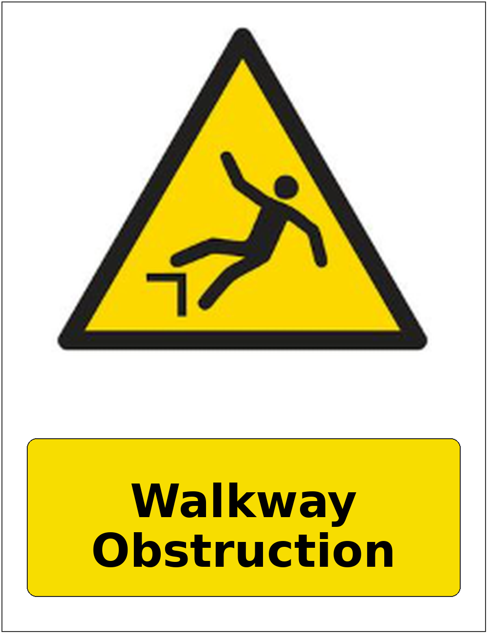 Walkway Obstruction portrait trip hazard warning sticker
