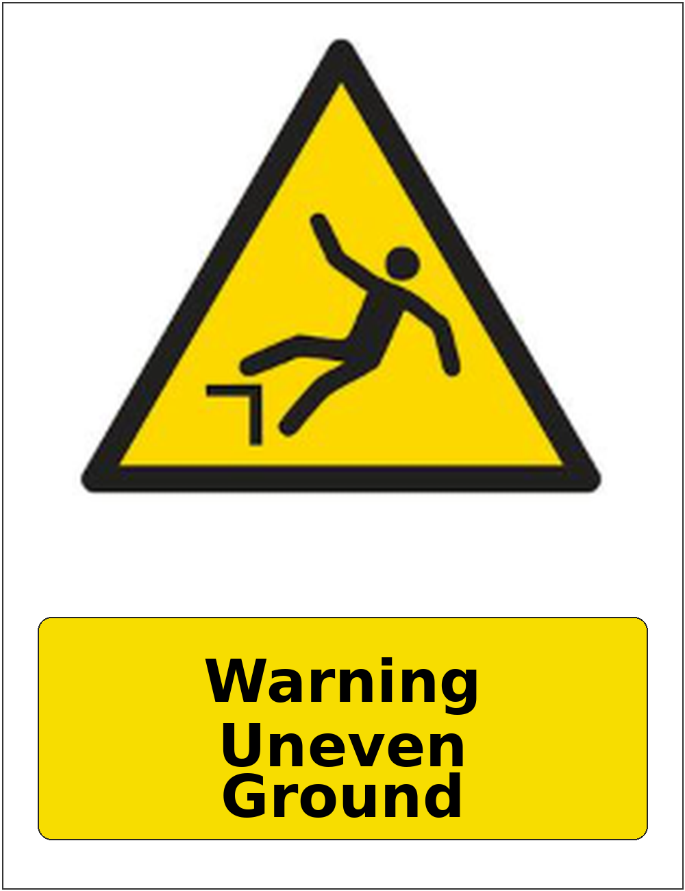 Warning Uneven Ground portrait trip hazard warning sticker